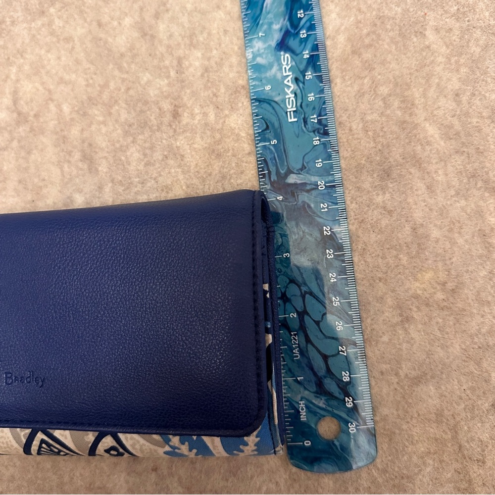 Vera Bradley Blue Leather Floral Fabric Long Accordion Snap Wallet - Picture 15 of 15